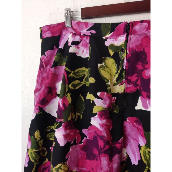 Jodi Kristopher Black Pink Floral Print High-Lo Hem Floor Length Formal Skirt 18 - Picture 5 of 7